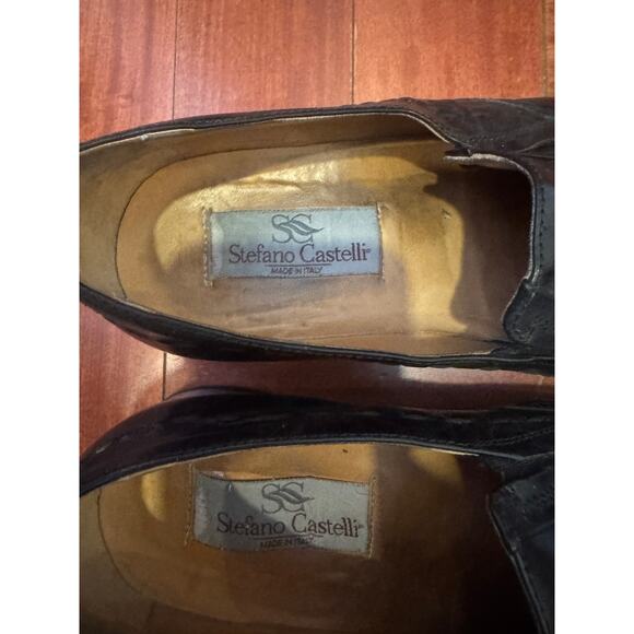 Stefano Castelli Italian Leather Dress Shoes Mens EU 40 Black Loafers Square Toe main image 7